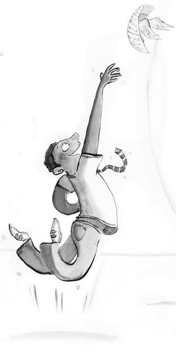 A cartoon of a young boy jumping to catch a better