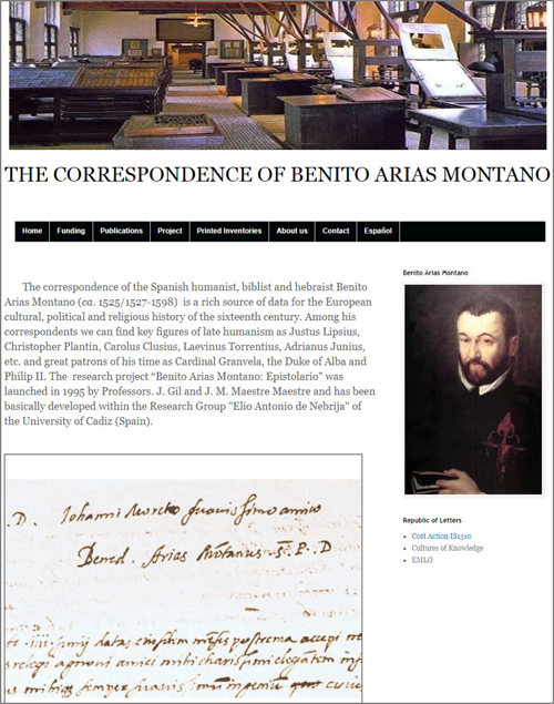 ‘Benito Arias Montano: Epistolario’, Univeristy of Cadiz