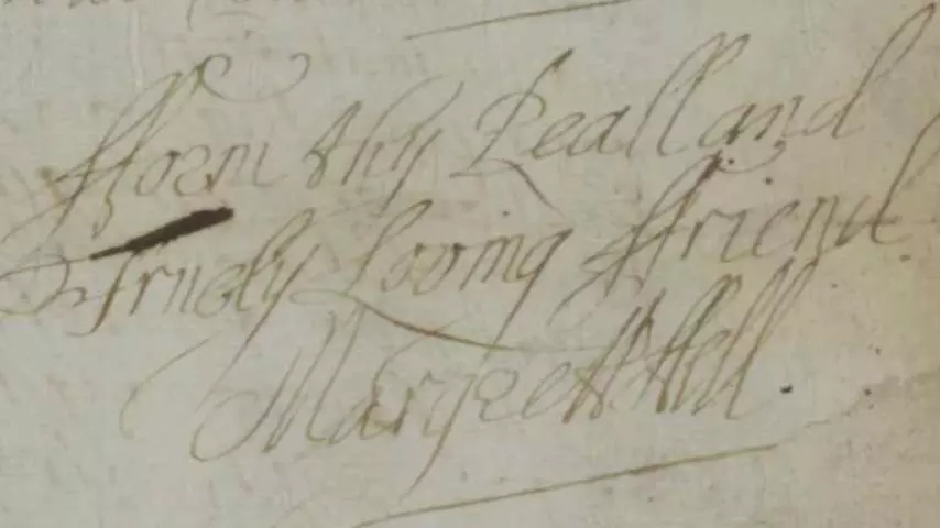 Detail showing the signature of Margaret Fell,
