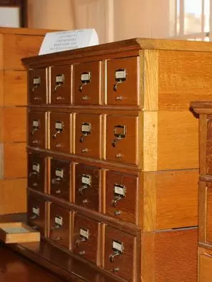 Wooden Worlds: The Bodleian’s iconic ‘Index of Literary of Correspondence’, pictured in situ at the so-called ‘Selden End’ of Duke Humfrey’s Library. 